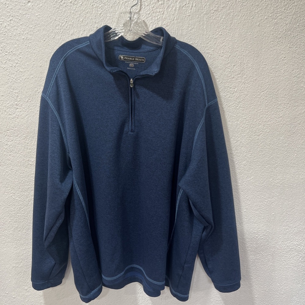 Pebble Beach Performance 1/4 Zip Golf Blue Pullover Long Sleeve Shirt XXL